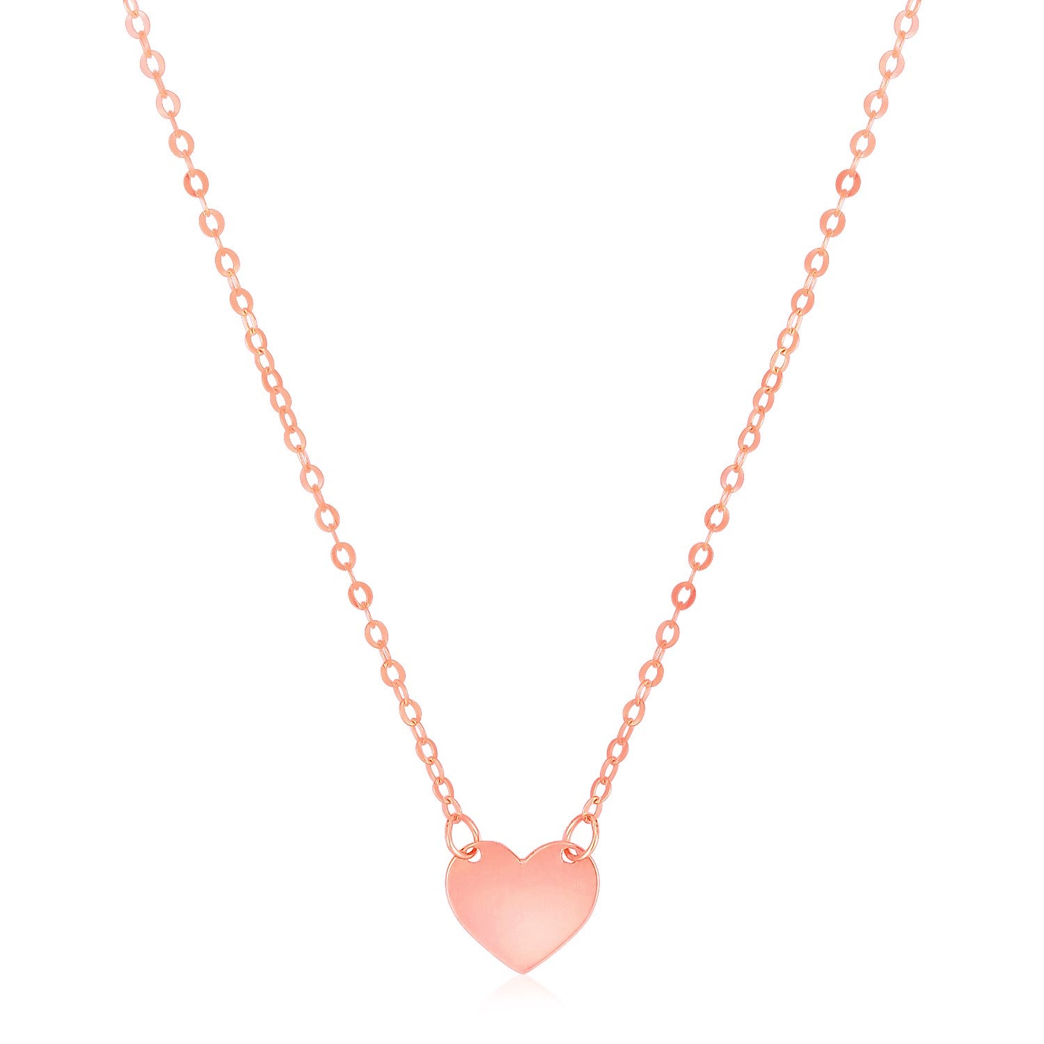14k Rose Gold Polished Mini Heart Necklace in a sleek high-contrast midnight luxury editorial style